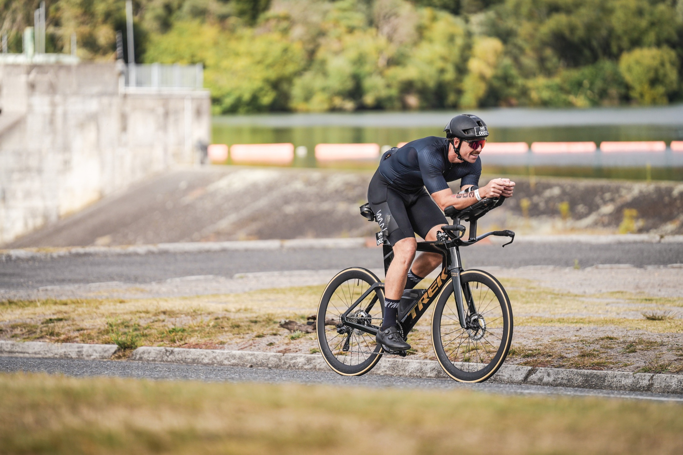Peter Holst Jacobsen racing on the bike during an Ironman